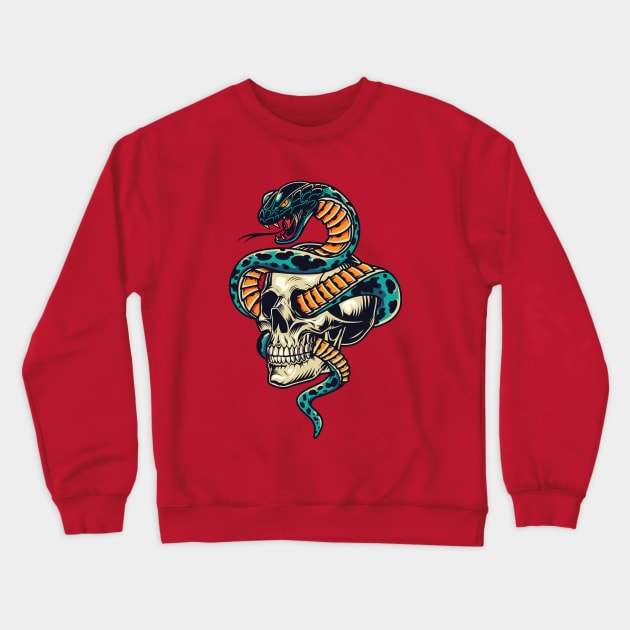 Snake Skull Crewneck Sweatshirt by Mako Design 